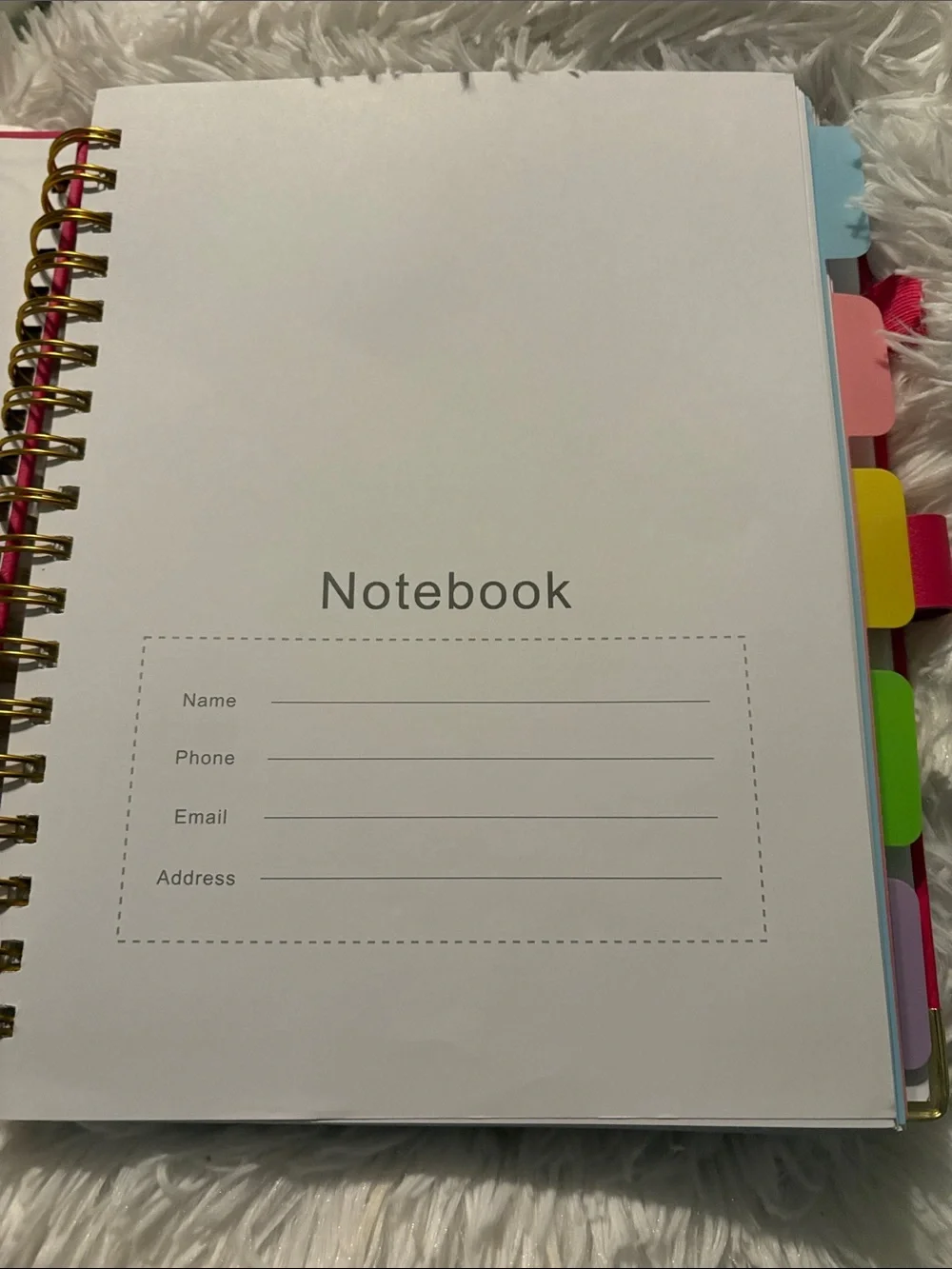 Hot Pink Notes Spiral Notebook with Gold Accents -